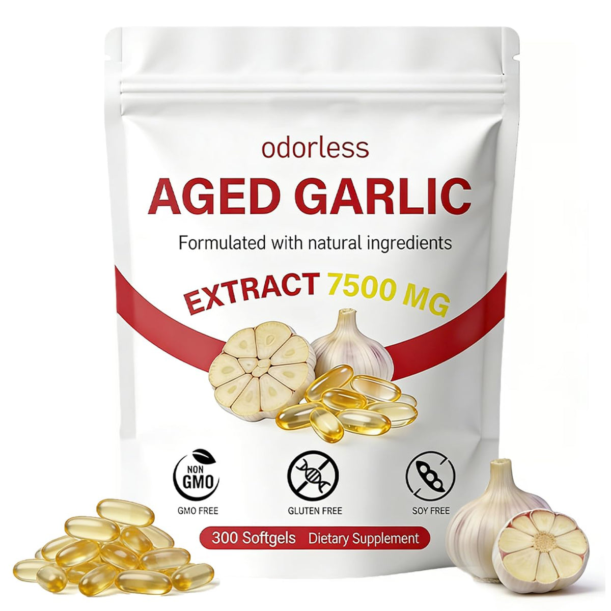 Odorless Organic Aged Garlic Extract Softgels 300 Count G779822