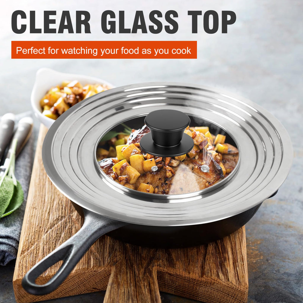 Universal Lid for Pots and Pans Skillets 8.2-12.5 Inch Stainless Steel P65520