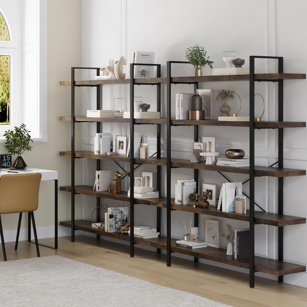 5 Tier Rustic Open Bookshelf I245