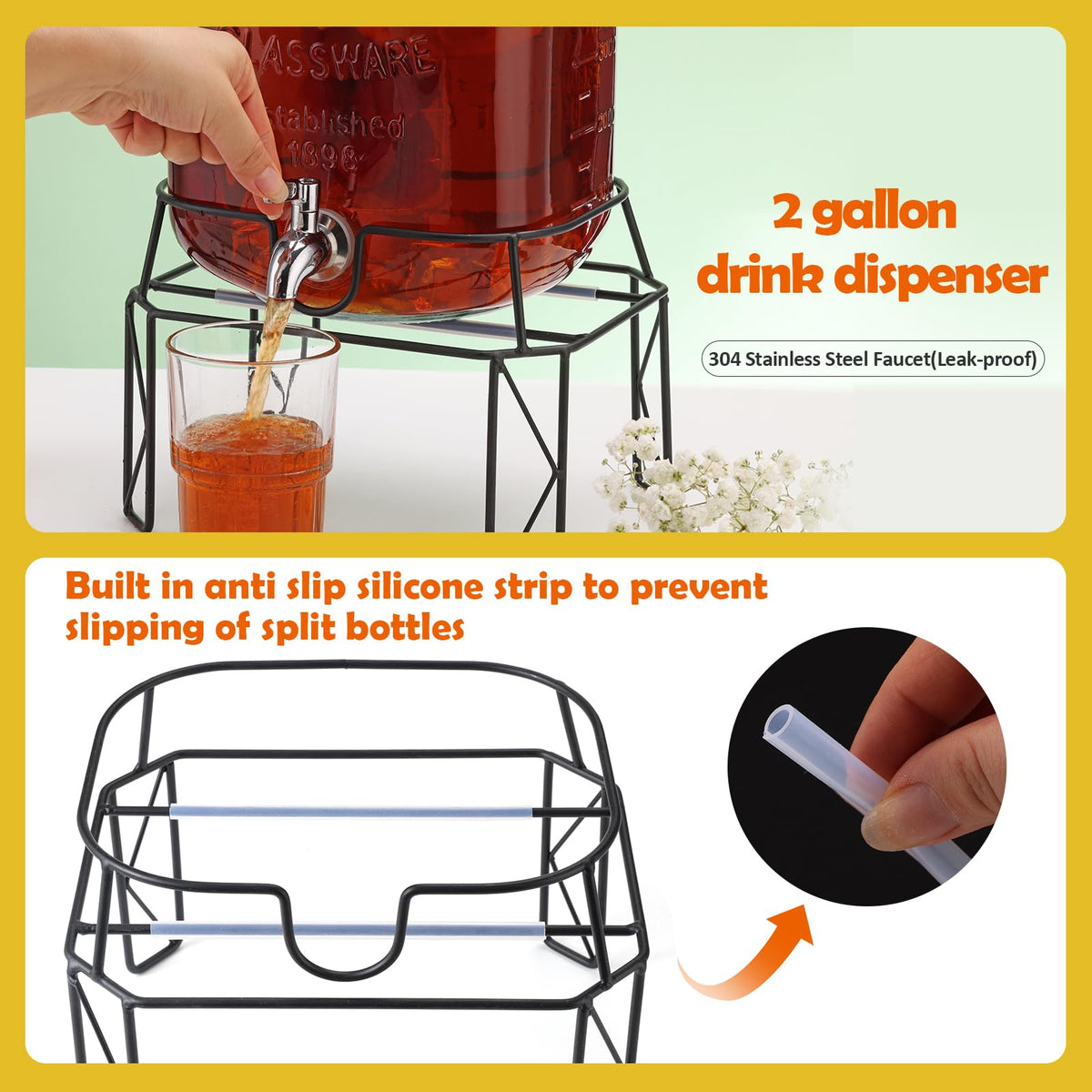 2 Gallon Drink Dispensers with Stand V728