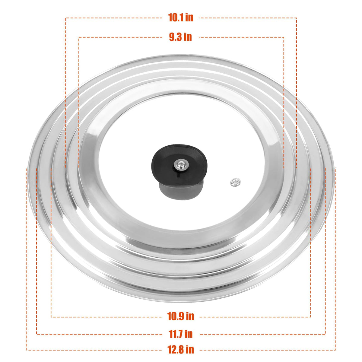 Universal Lid for Pots and Pans Skillets 8.2-12.5 Inch Stainless Steel P65520