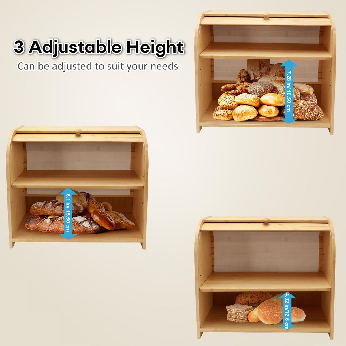 Bamboo 2-Tier Roll-Top Bread Box X127