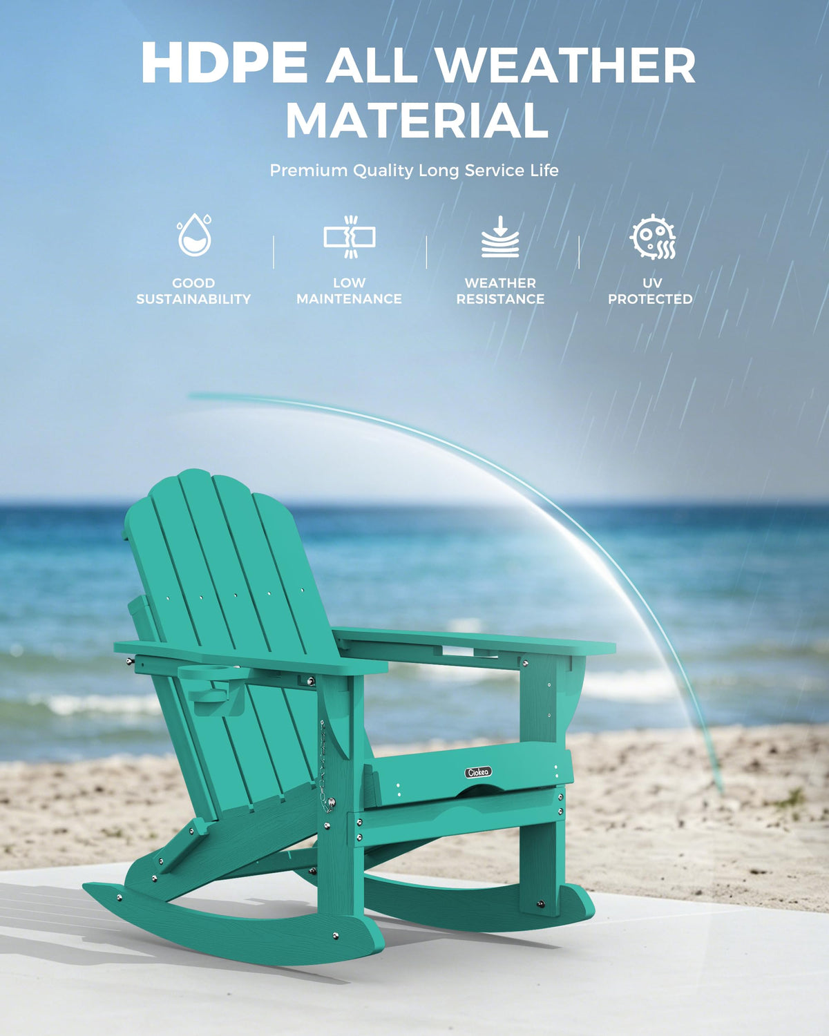 Adirondack Rocking Chair with Footrest V7037