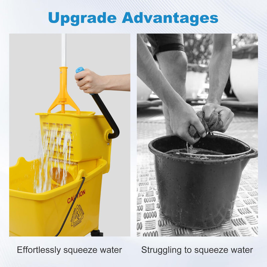 35 Qt Mop Bucket with Side Press Wringer on Wheels U953