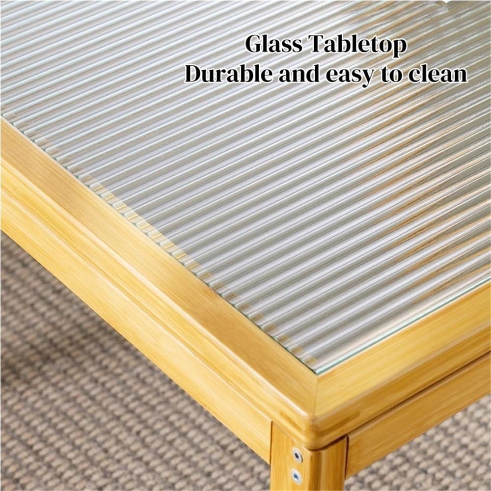 Set of 2 Square Glass Top Rattan Storage Coffee Table G8077