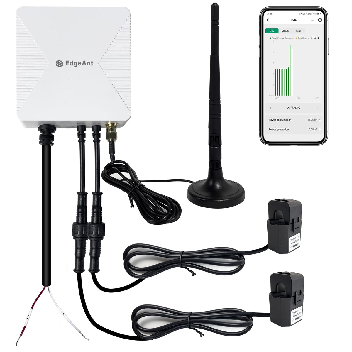 WiFi Energy Monitor with 2 * 80A Clamps J708005