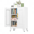 White 36" Metal Storage Cabinet with 2 Doors and 2 Adjustable Shelves U6088
