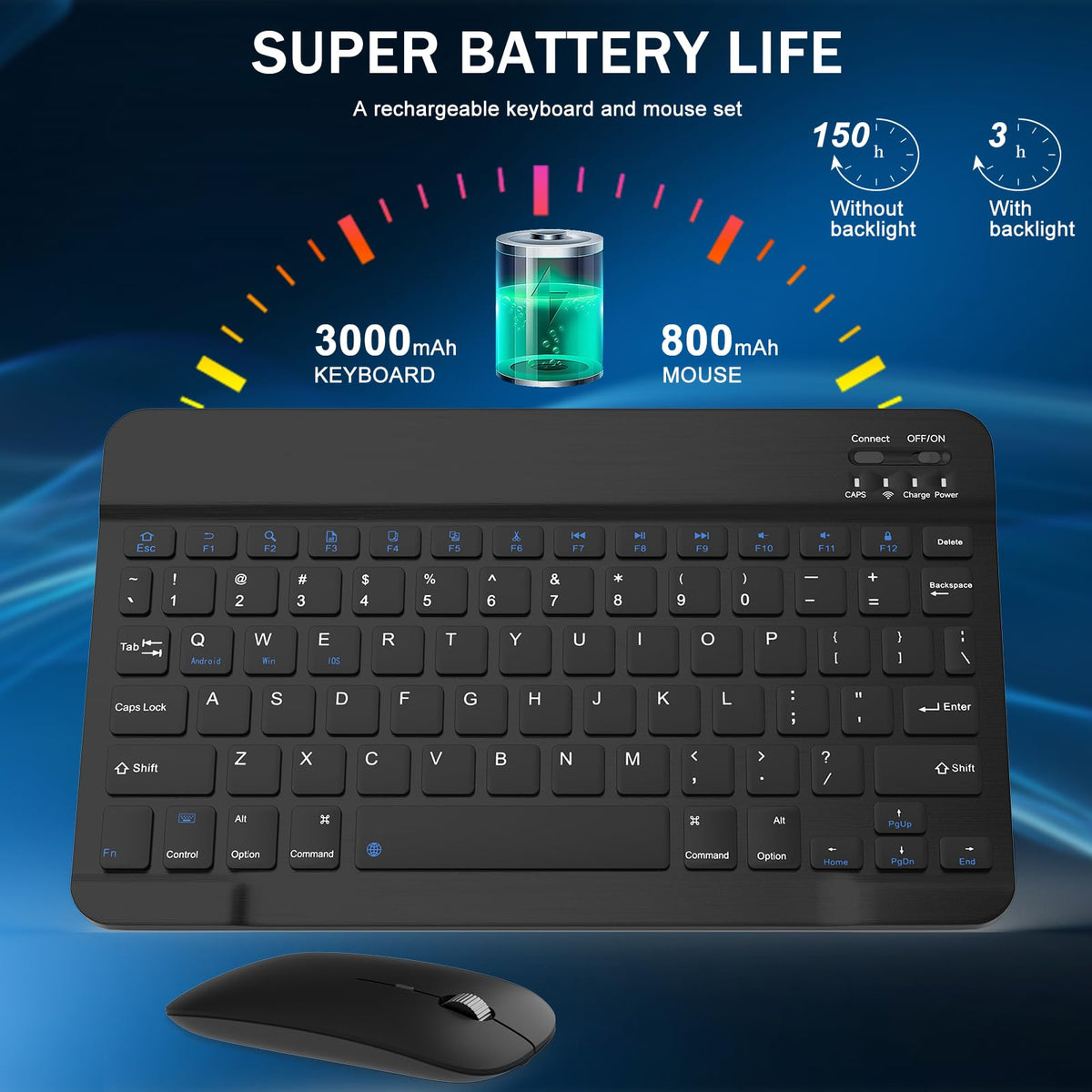 Black Rechargeable Bluetooth Keyboard and Mouse Combo E14905
