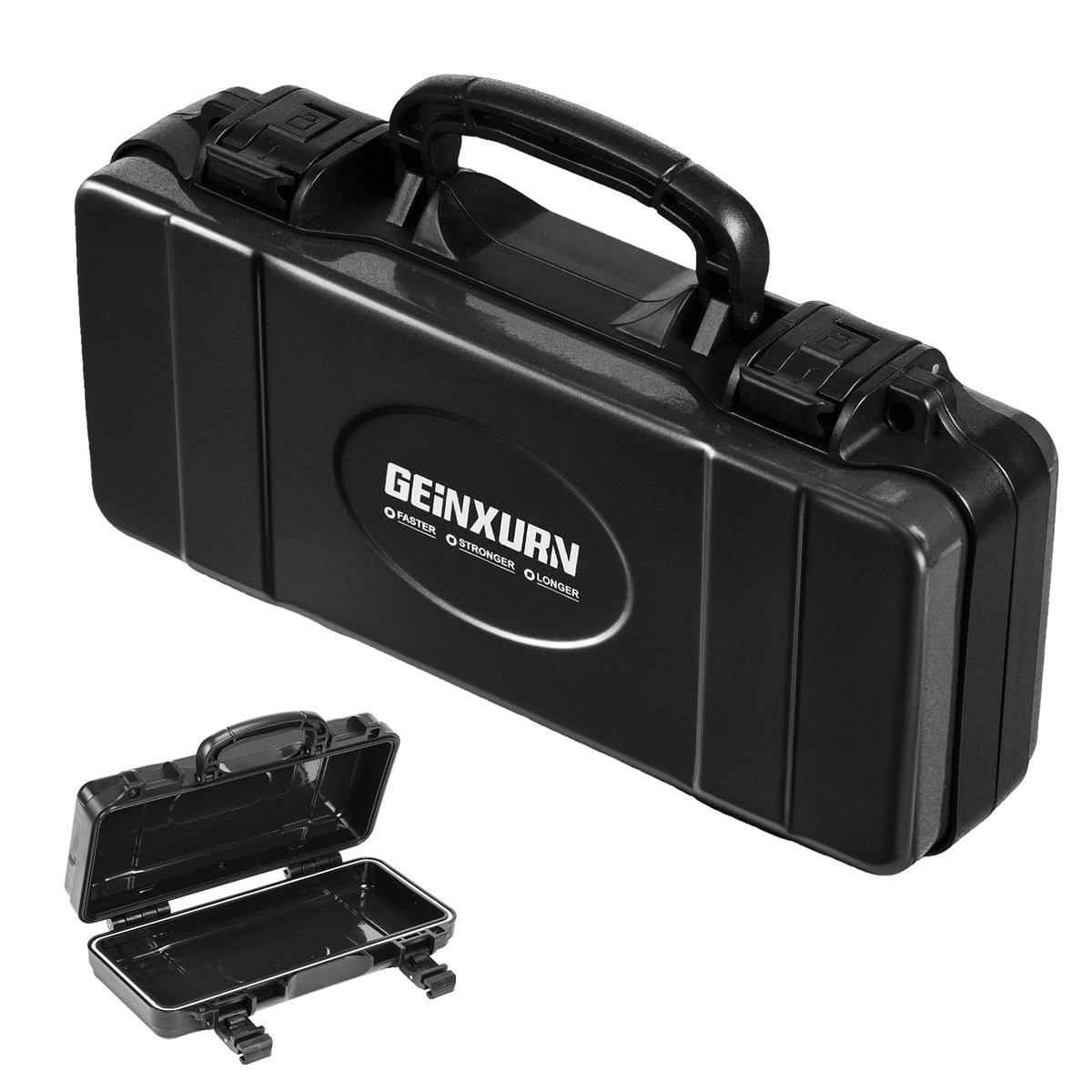 Black Steel Tool Box with Safety Latch and Handle J3467