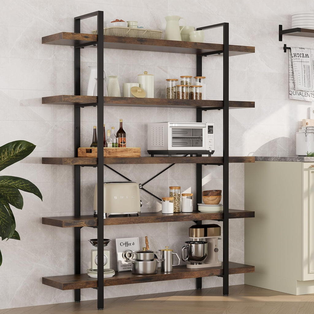 5 Tier Rustic Open Bookshelf I245
