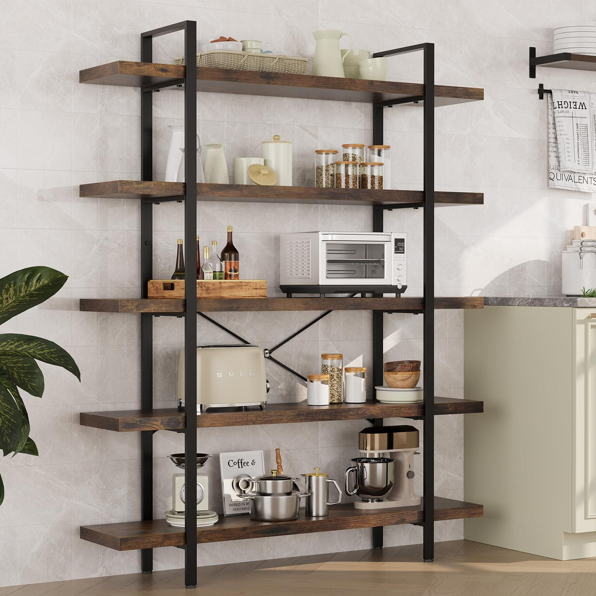 5 Tier Rustic Open Bookshelf I245