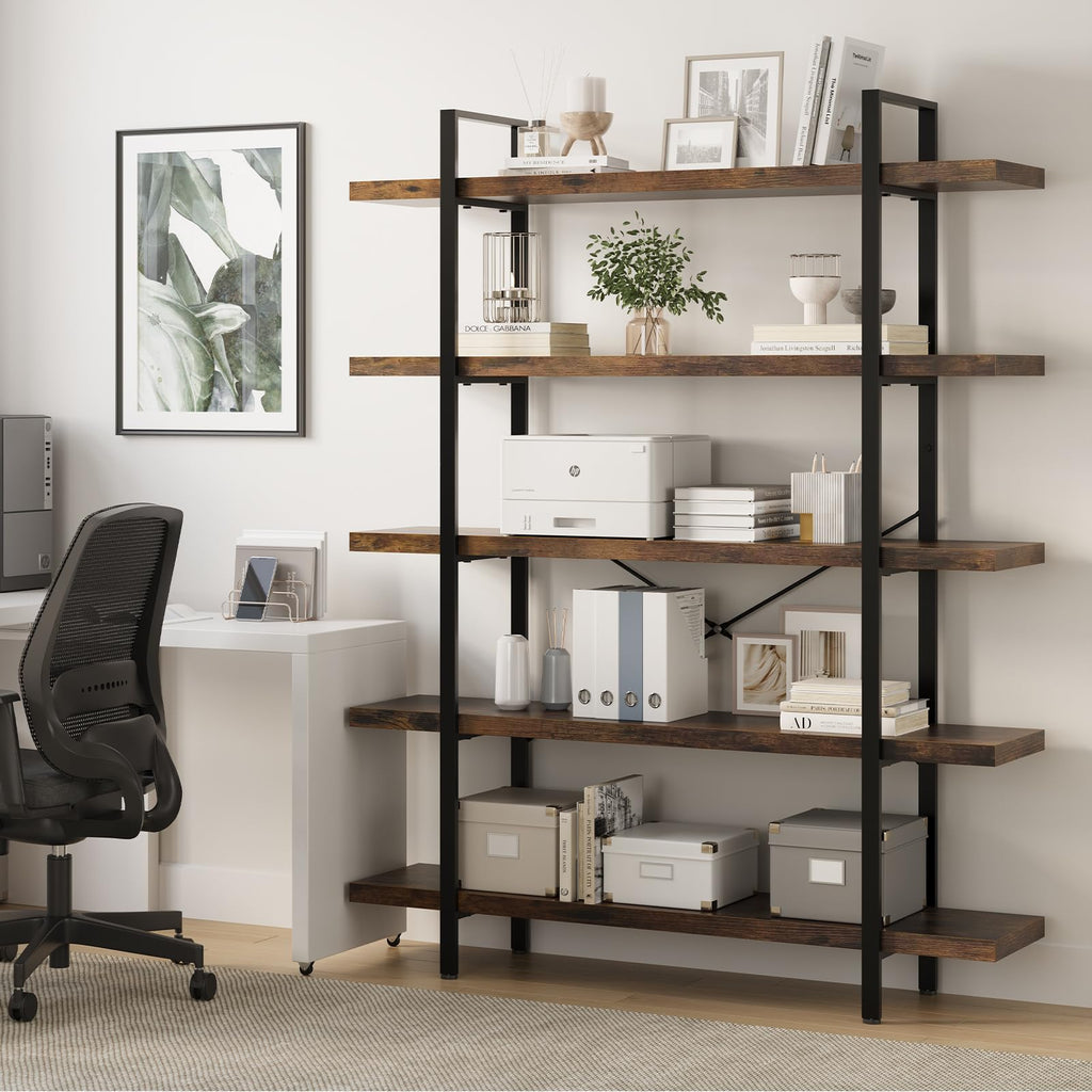 5 Tier Rustic Open Bookshelf I245