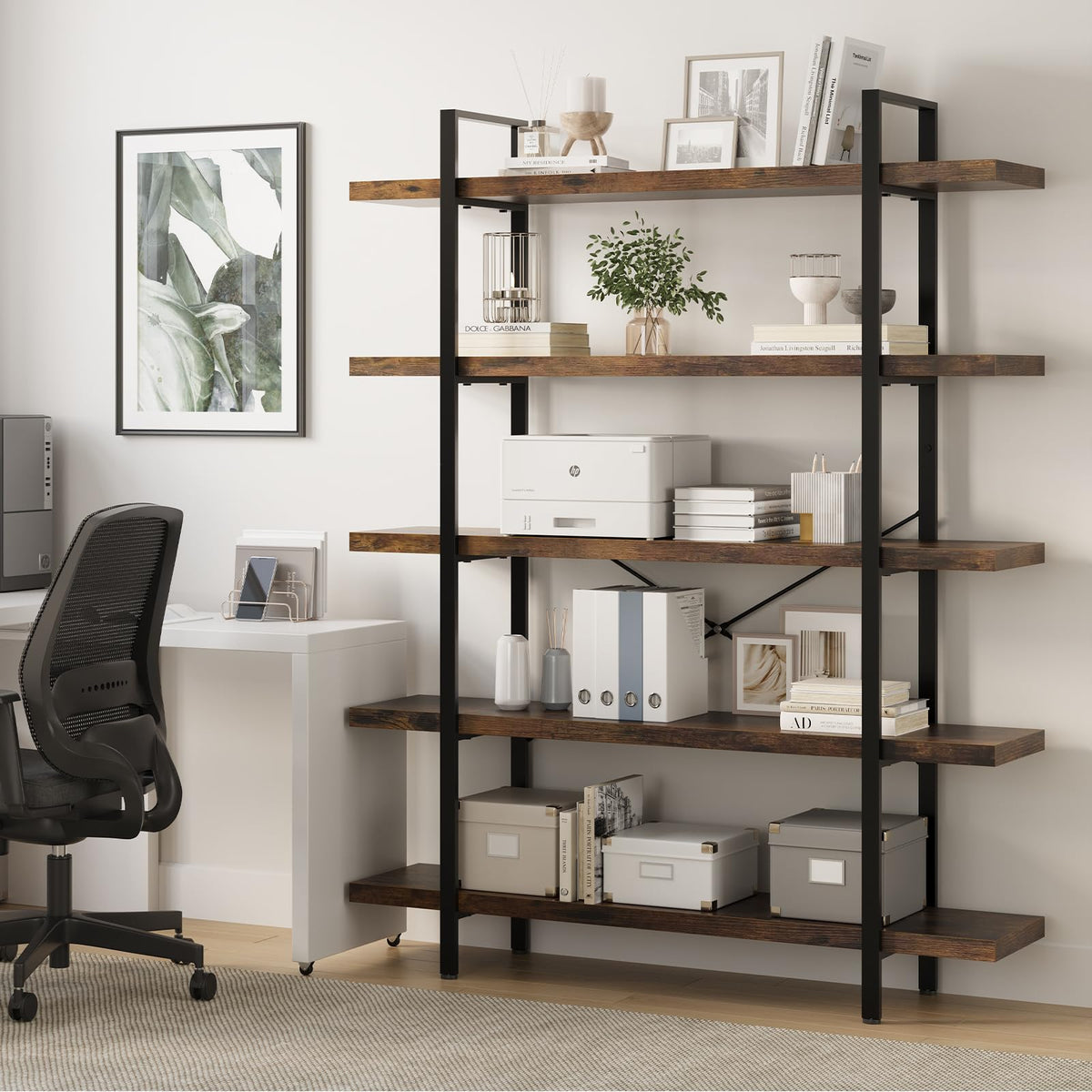 5 Tier Rustic Open Bookshelf I245