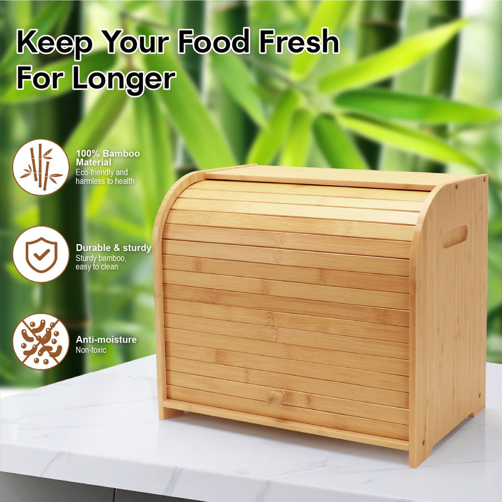 Bamboo 2-Tier Roll-Top Bread Box X127