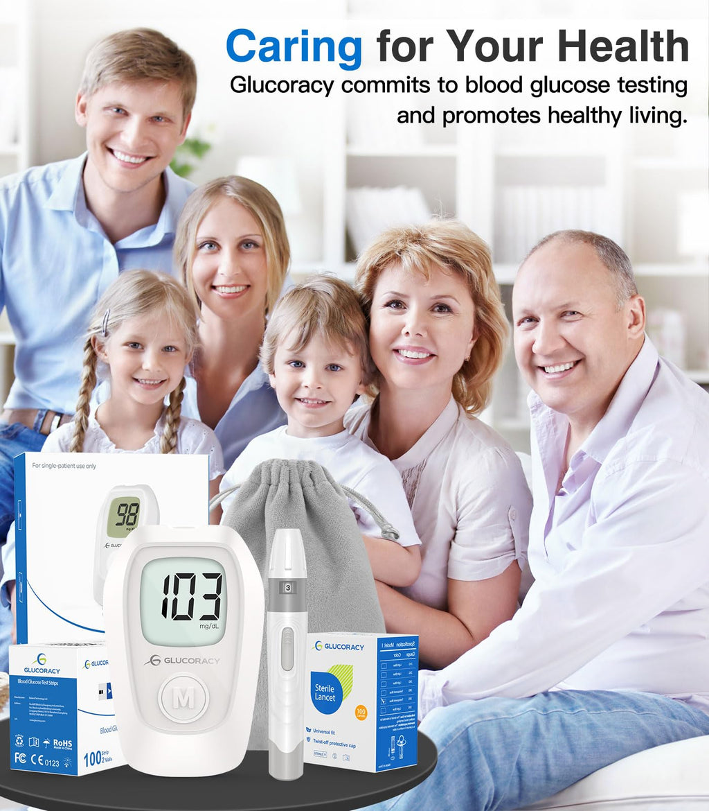 Glucose Monitor Kit, 100 Blood Glucose Strips, No Coding O9261