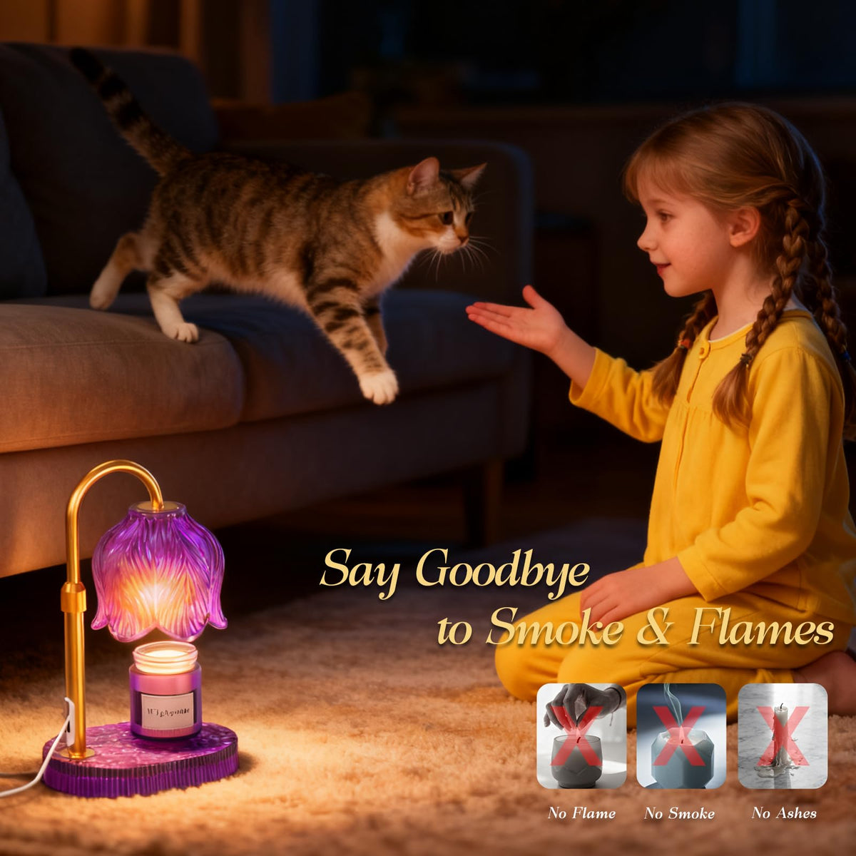 Flower Candle Warmer Lamp with Timer Z407