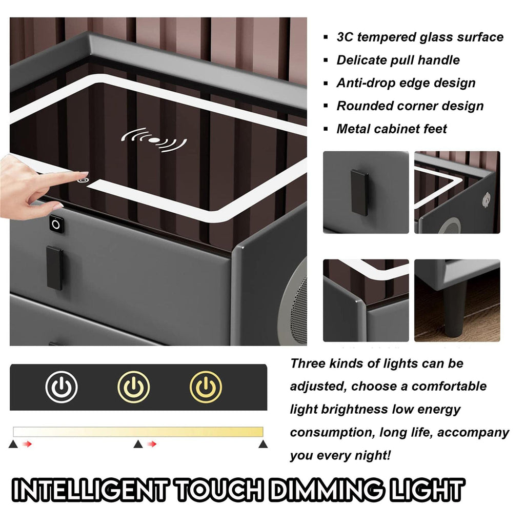 Orange 3 Drawer Nightstand with Wireless Charging Station and USB Charging Z978665