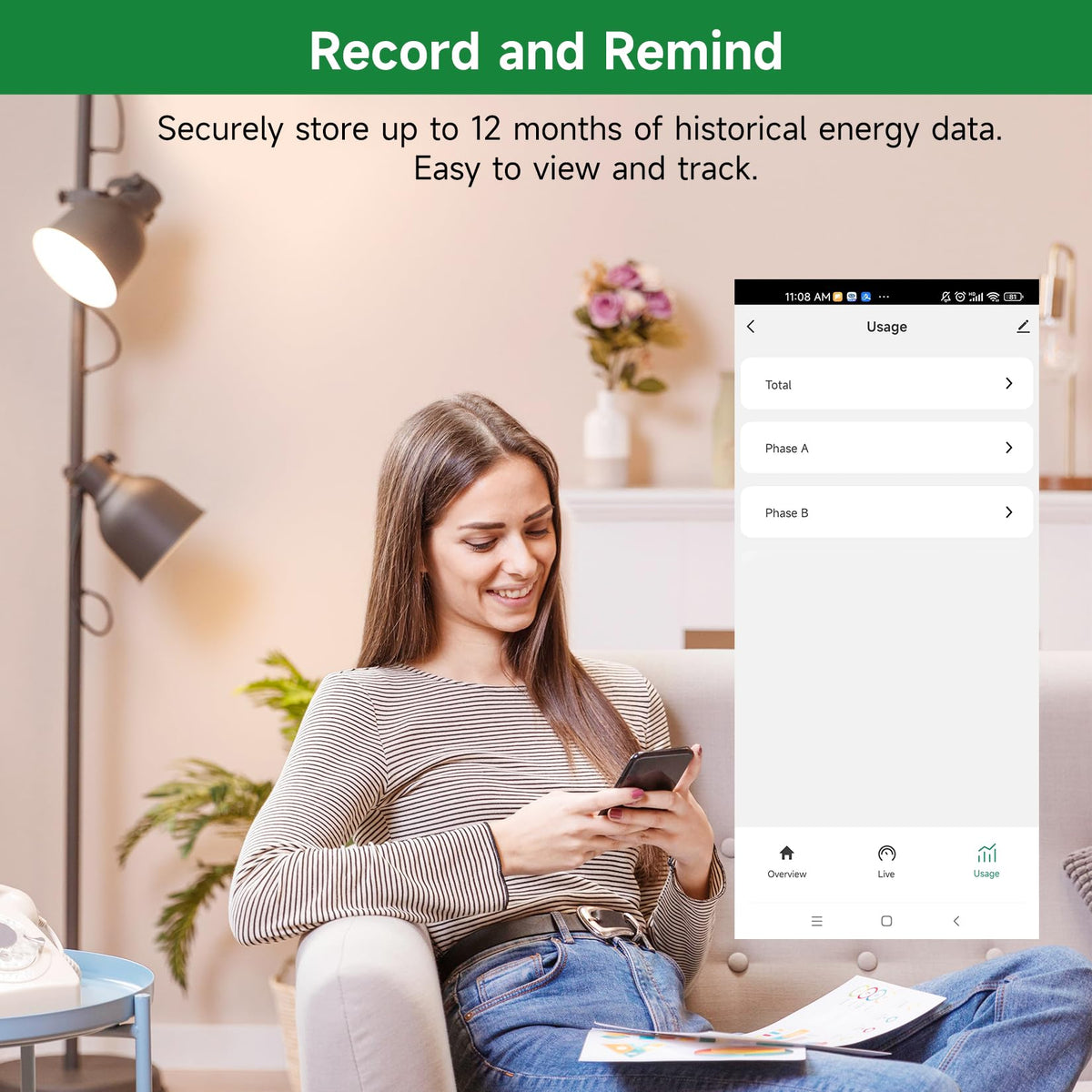 WiFi Energy Monitor with 2 * 80A Clamps J708005
