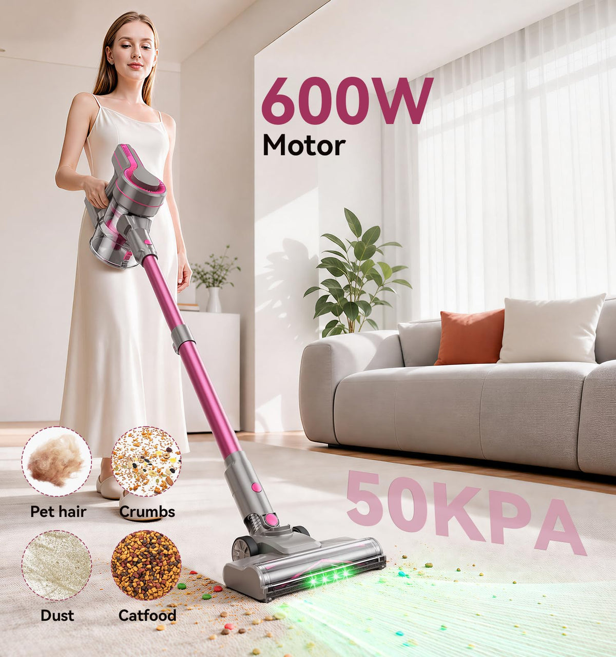 600W/50Kpa Cordless Stick Vacuum Cleaner H456