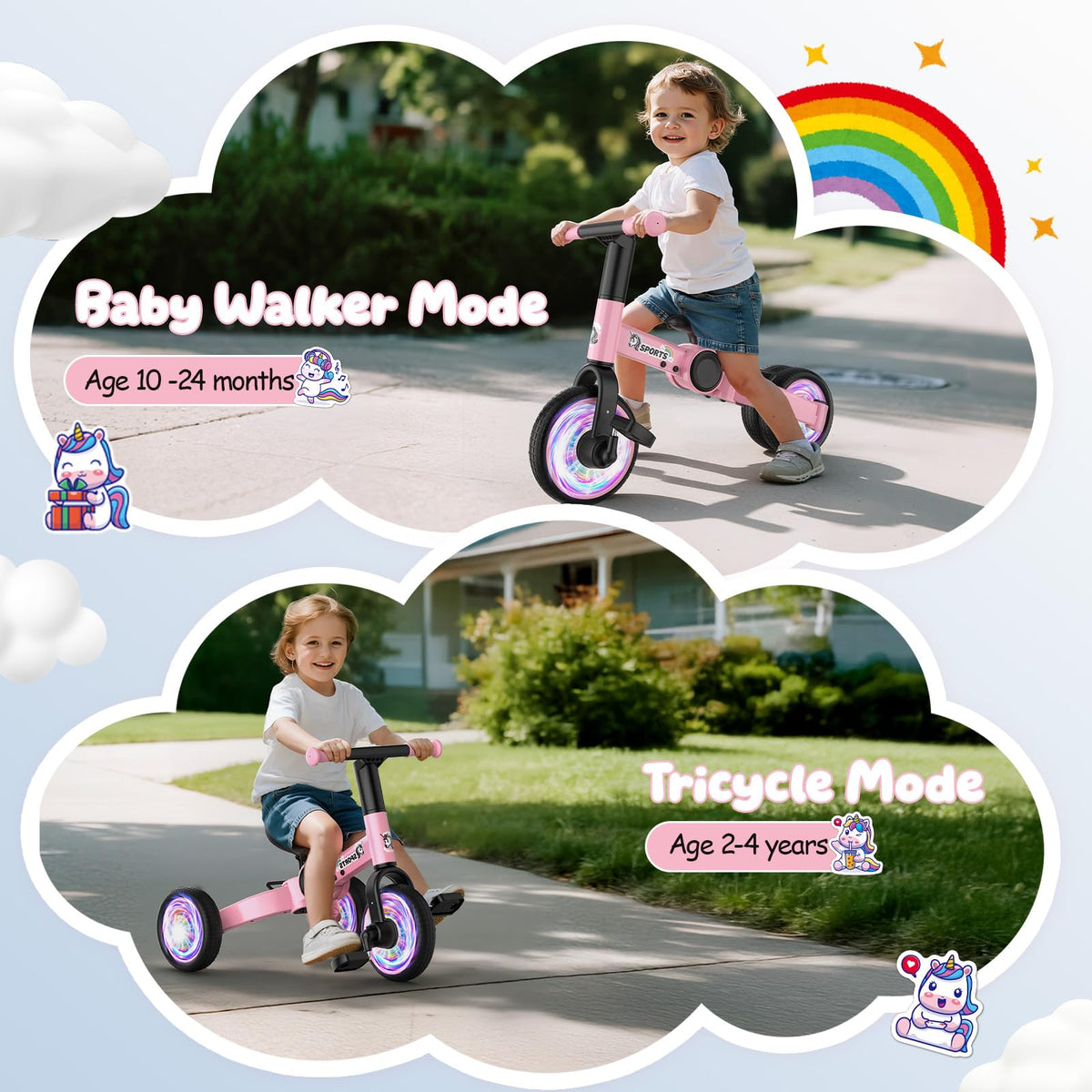 3 in 1 Toddler Balance Bike with Removable Pedals C237800
