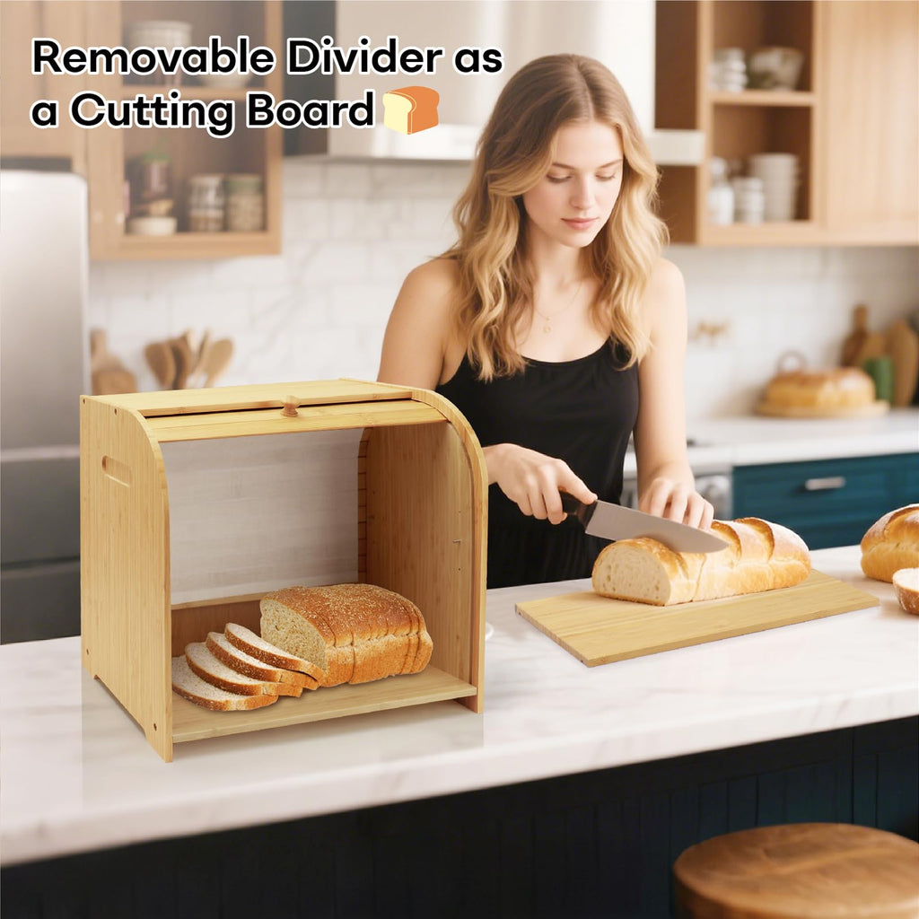 Bamboo 2-Tier Roll-Top Bread Box X127