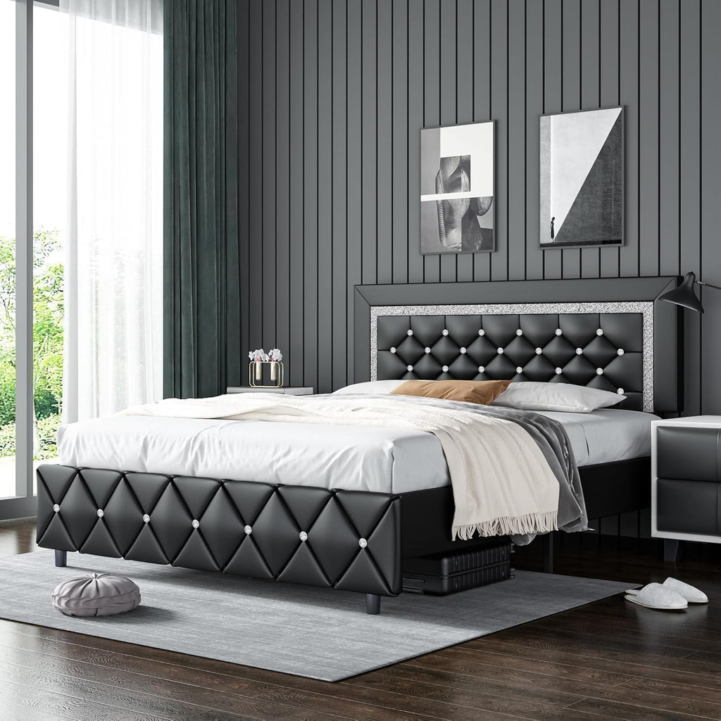 Full Size Upholstered Platform Bed with Headboard F965