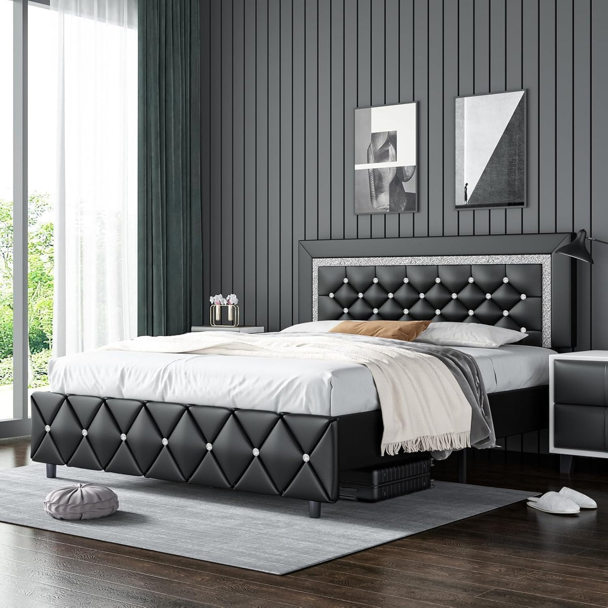 Full Size Upholstered Platform Bed with Headboard F965