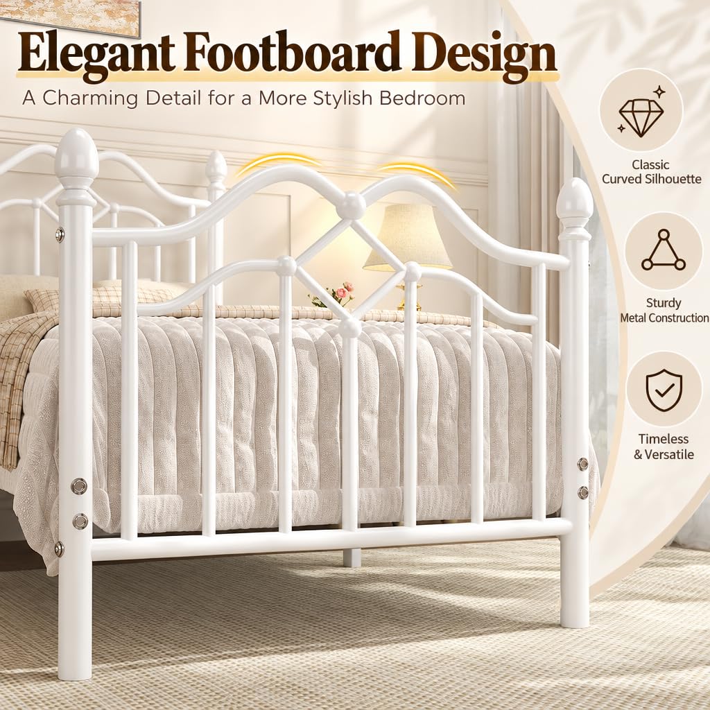 Twin Size Bed Frame with Victorian Headboard & Footboard L27294