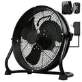 14" Battery Operated Floor Fan with AC Adapter, 1500 CFM Variable Speed Metal Fan W488278