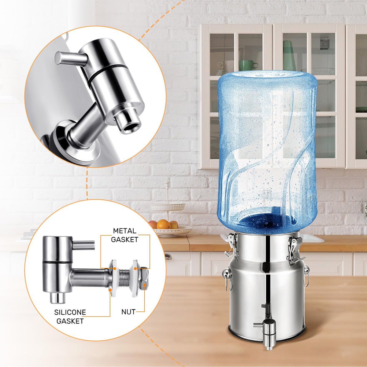 1.3 Gallon Stainless Steel Water Dispenser with Spigot J59743