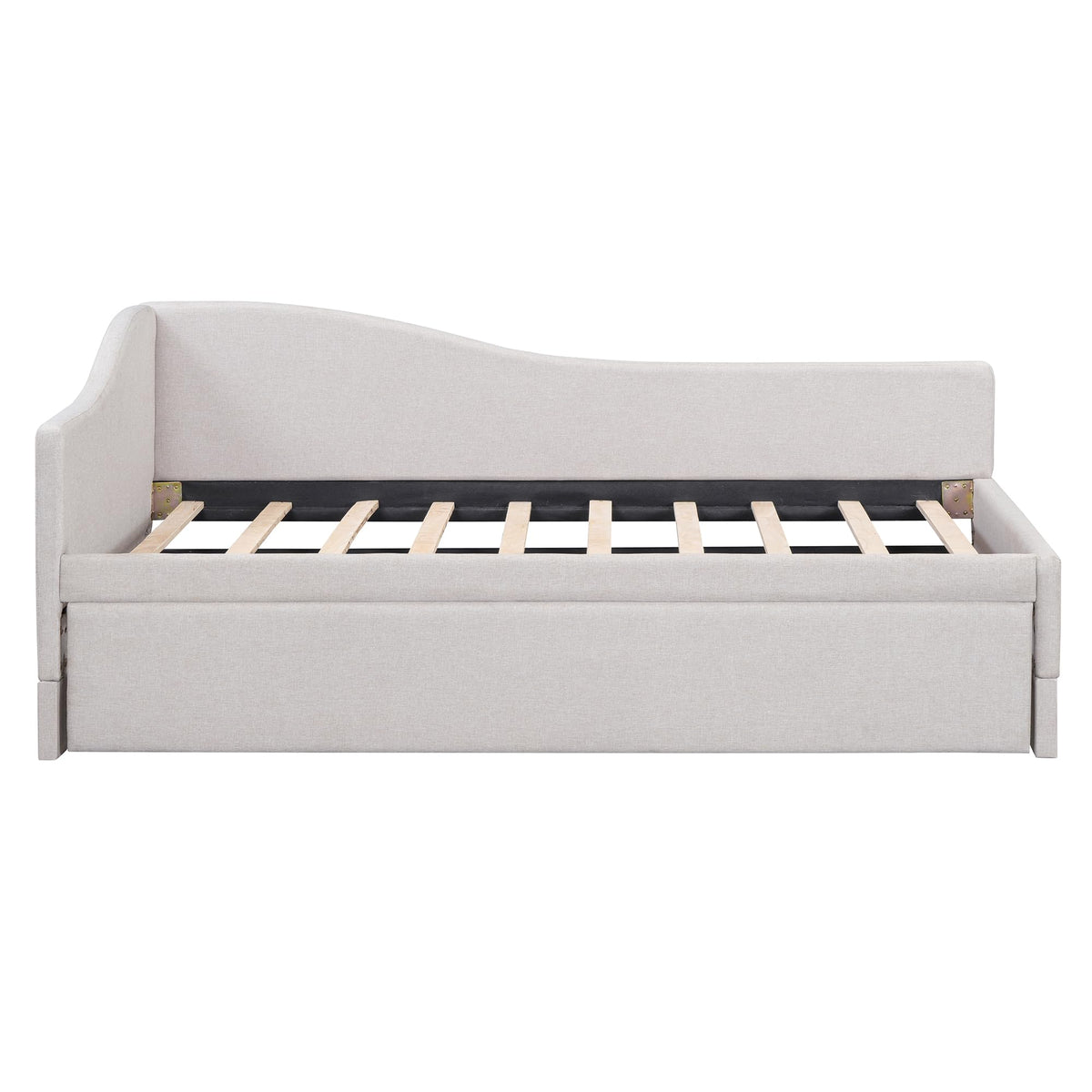 Twin Size Linen Upholstered Daybed with Pop up Trundle T8180