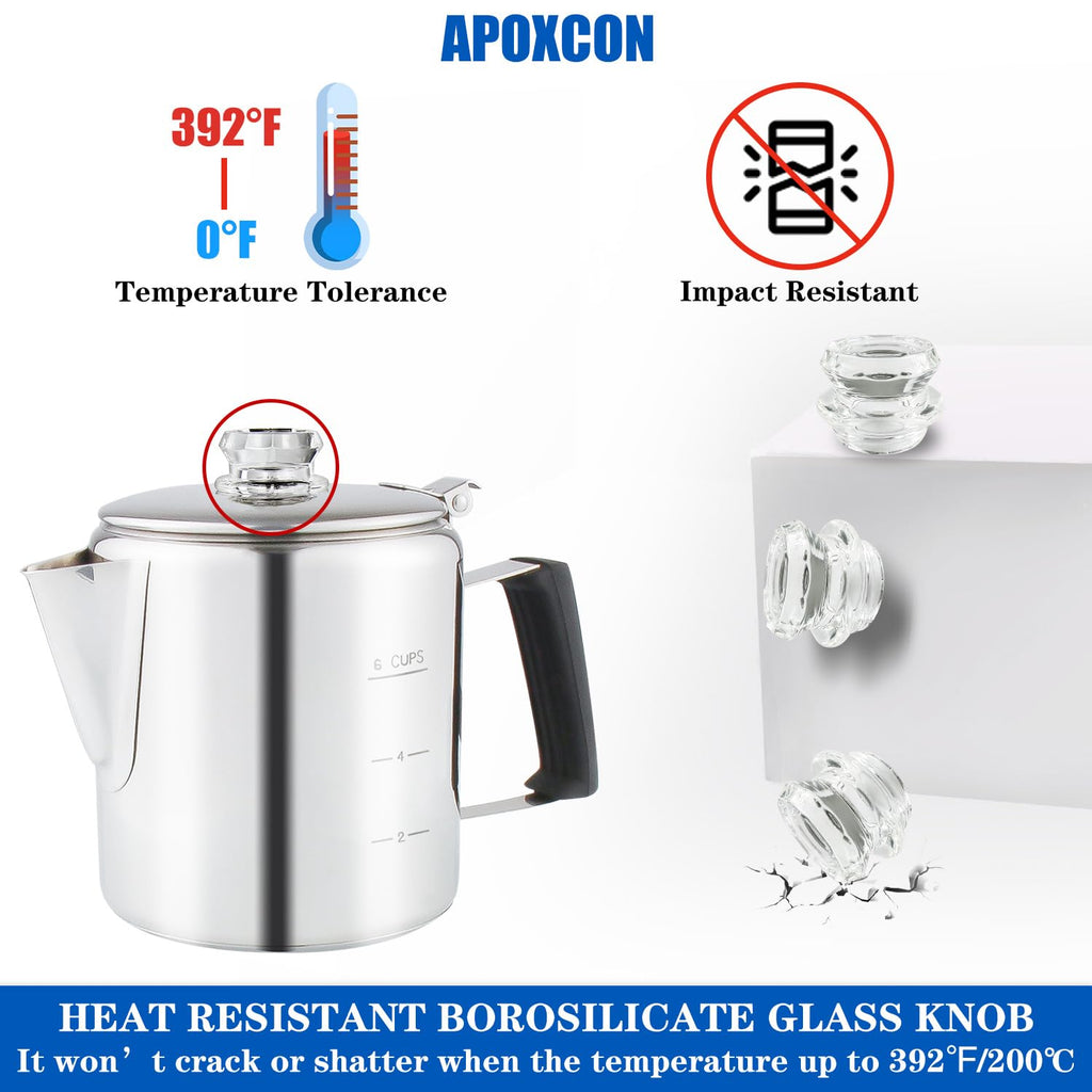 Stainless Steel Stove Top Percolator Coffee Pot 6 Cup I43599