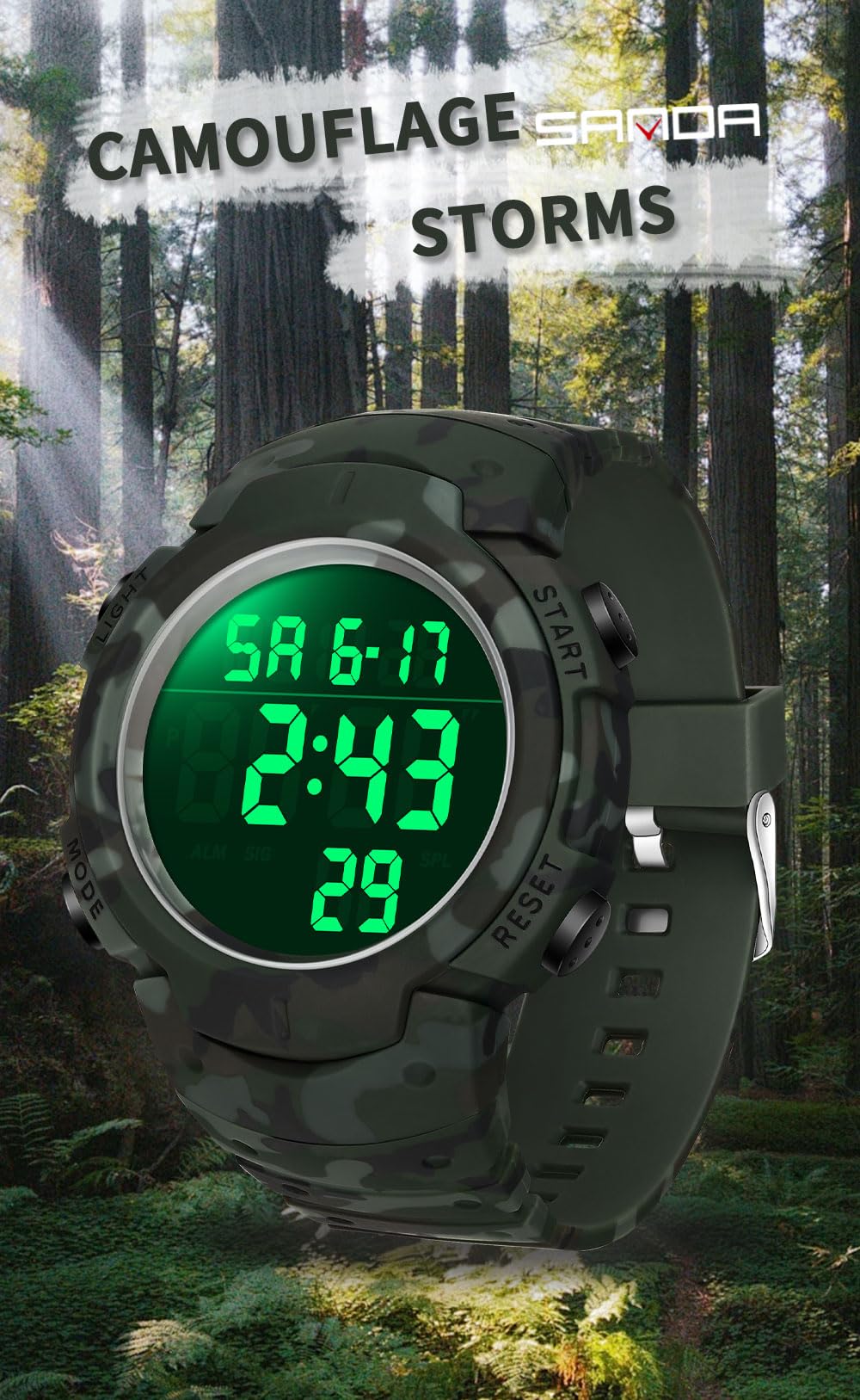 Mens Digital Waterproof Outdoor Chronograph LED Watch Y284