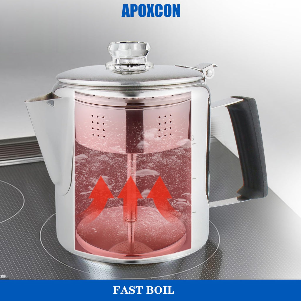 Stainless Steel Stove Top Percolator Coffee Pot 6 Cup I43599