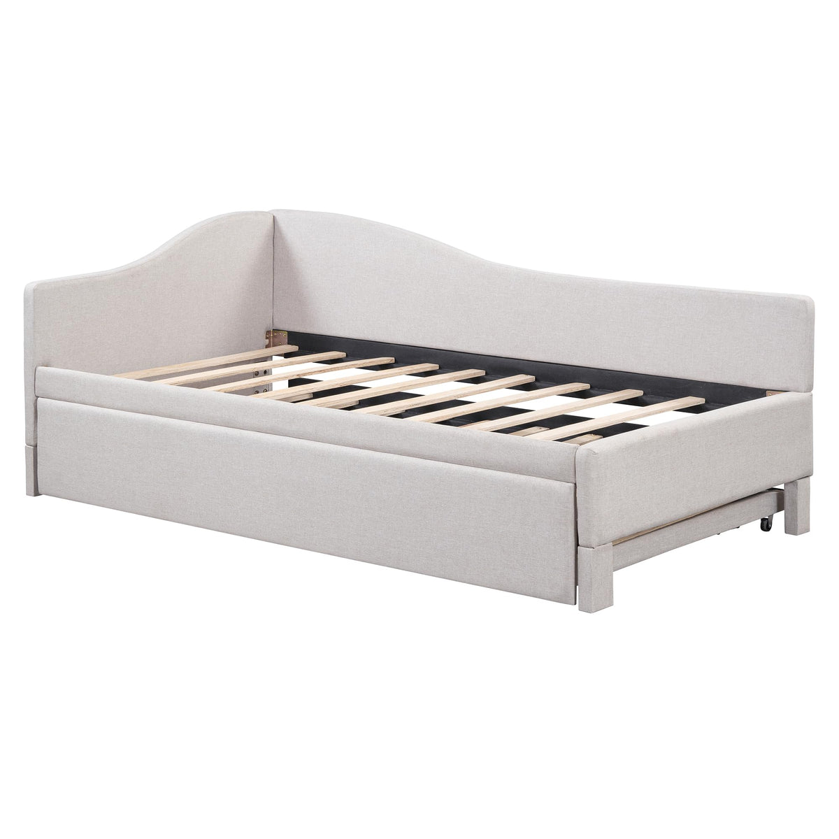 Twin Size Linen Upholstered Daybed with Pop up Trundle T8180