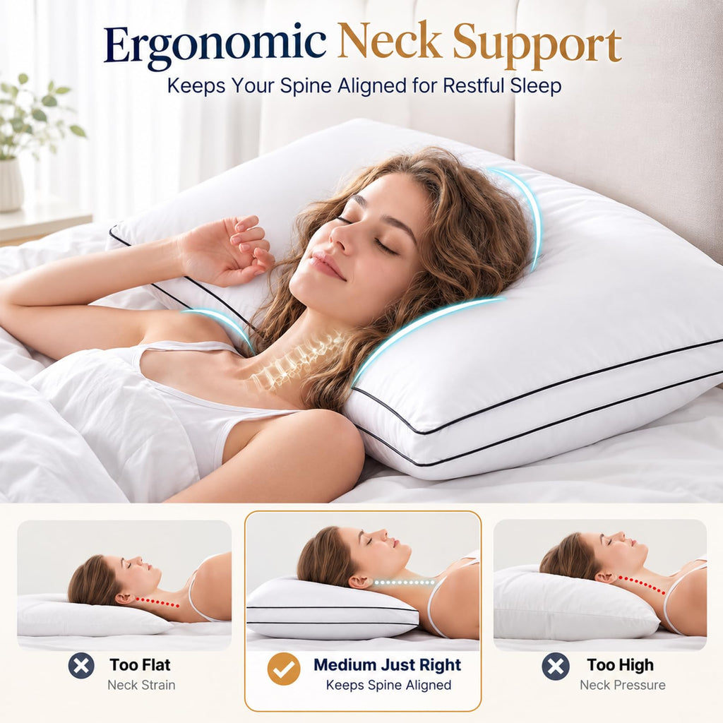 Queen Size Set of 2 Gusseted Bed Pillow M24868