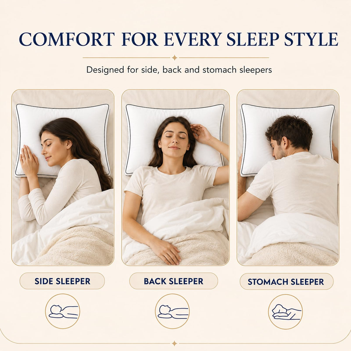 Queen Size Set of 2 Gusseted Bed Pillow M24868