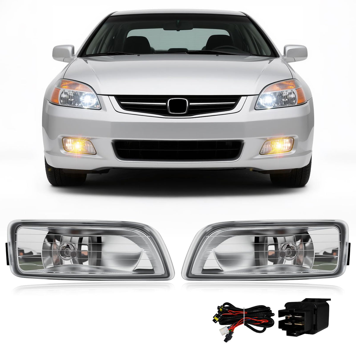 Fog Lights Assembly with Halogen Bulbs Clear Lens Switch Harness Kit Q12128