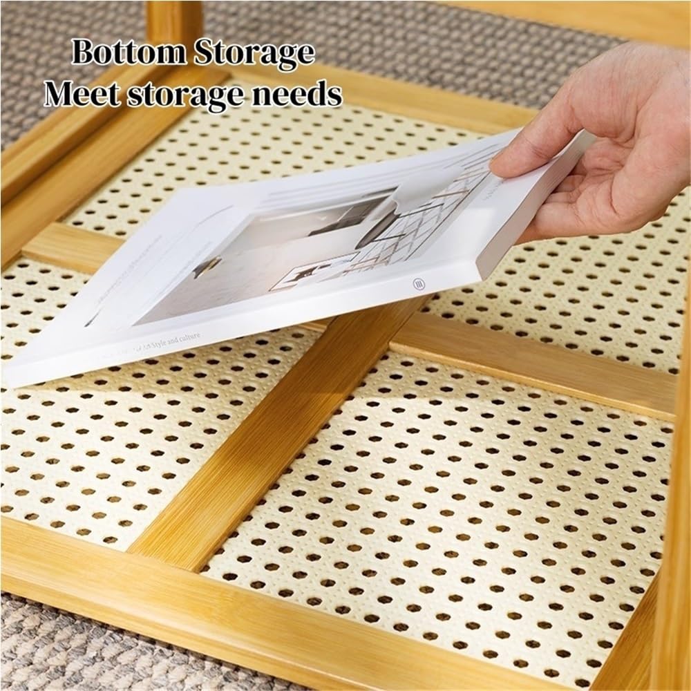 Set of 2 Square Glass Top Rattan Storage Coffee Table G8077
