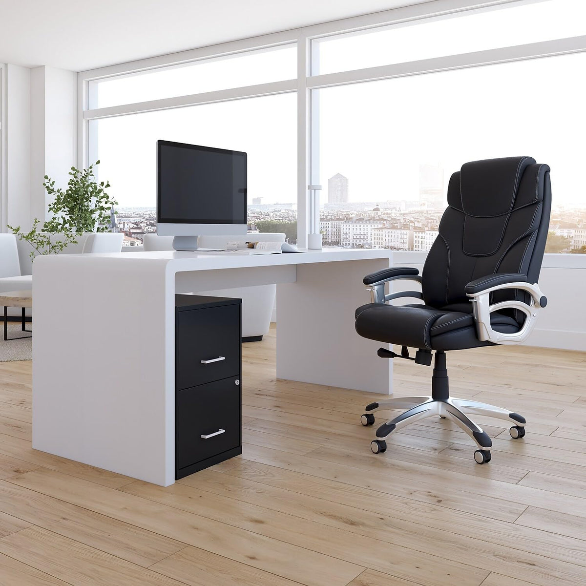 Black 2-Drawer Letter Size File Cabinet E542