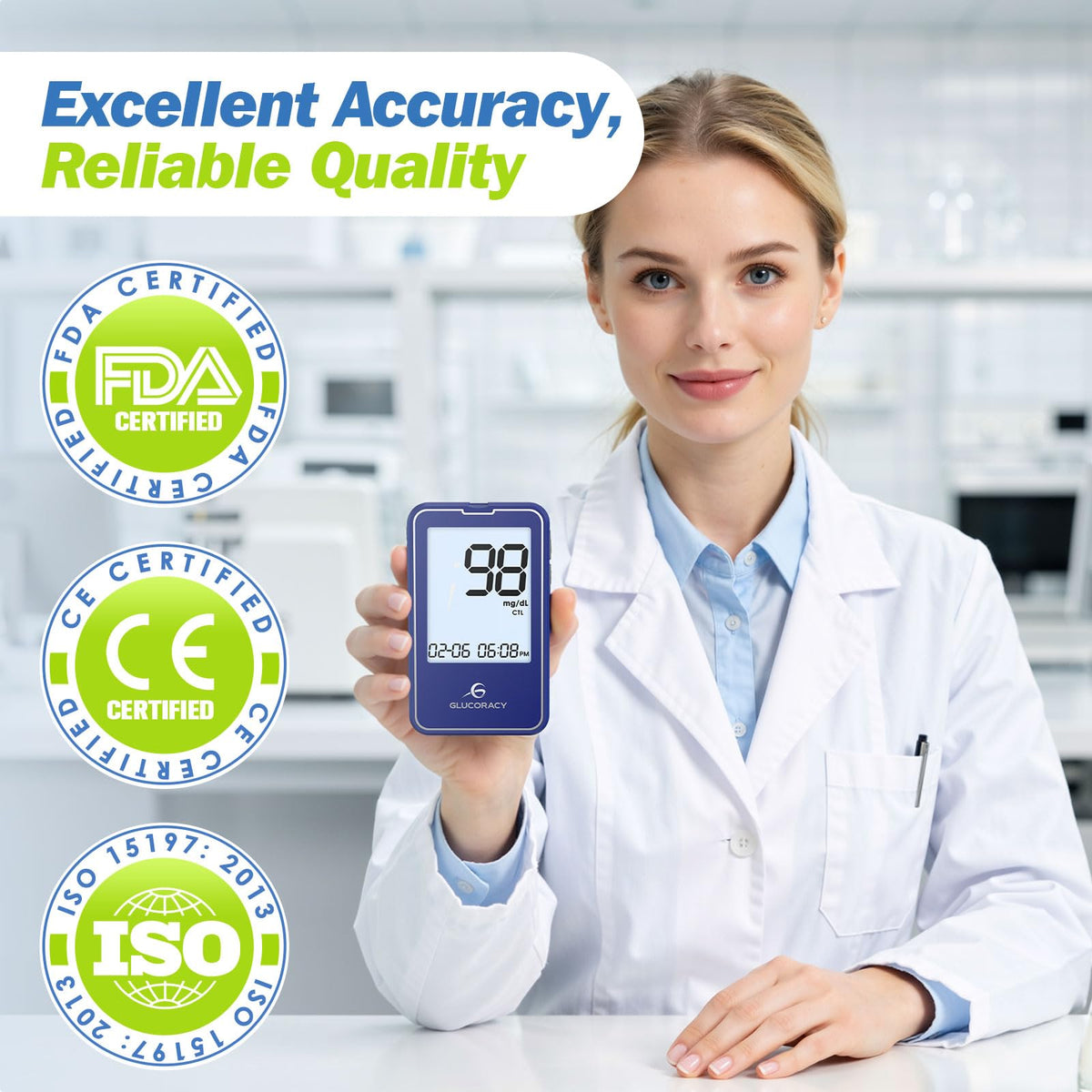 Blood Glucose Monitor Kit with 100 Test Strips D193690