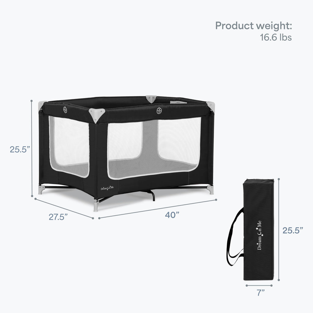 Portable Playard with Carry Bag, Black O92737