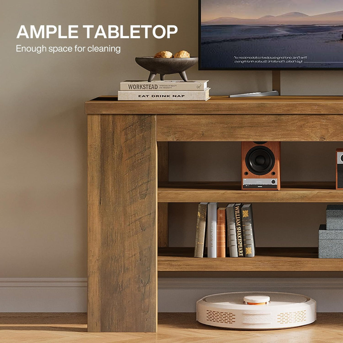47" TV Stand with 3-Tier Open Storage Shelves V9822