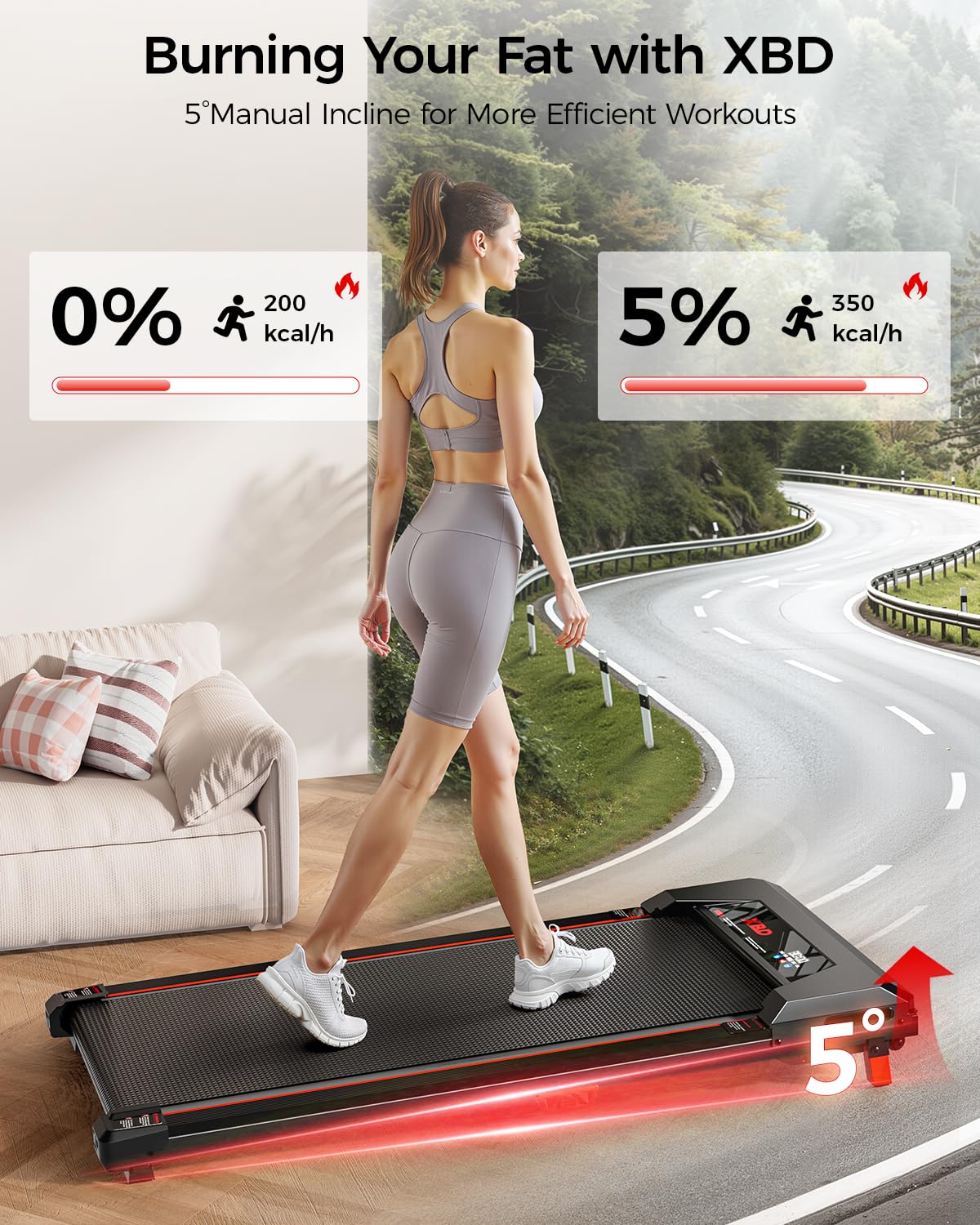 Incline Walking Pad Treadmill 330 Lbs Capacity 2.5HP M277659
