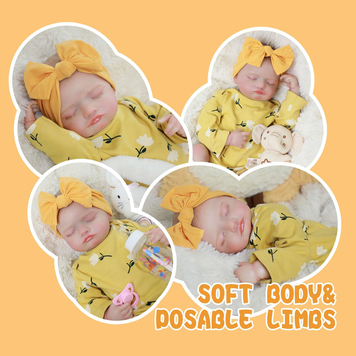 20 Inch Realistic Sleeping Newborn Baby Doll Full Vinyl Body W12624