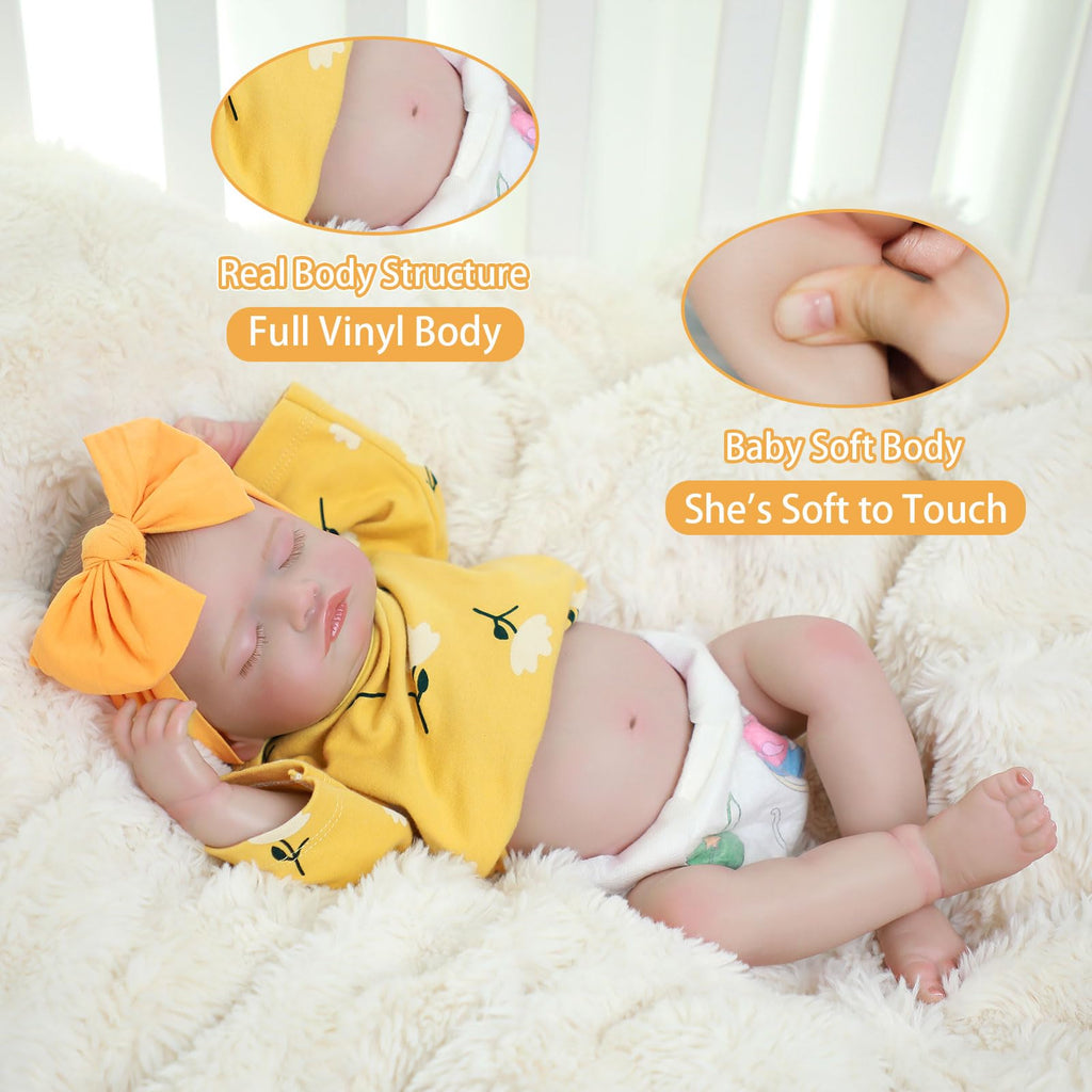 20 Inch Realistic Sleeping Newborn Baby Doll Full Vinyl Body W12624
