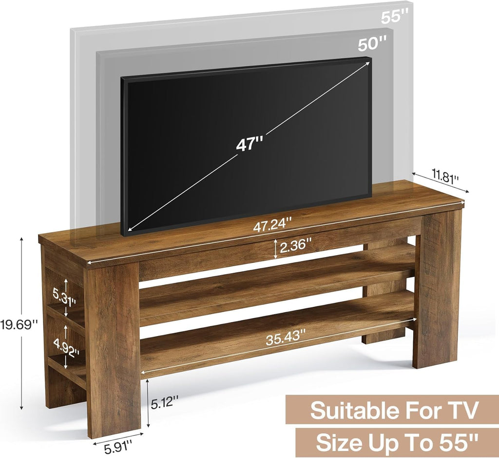 47" TV Stand with 3-Tier Open Storage Shelves V9822