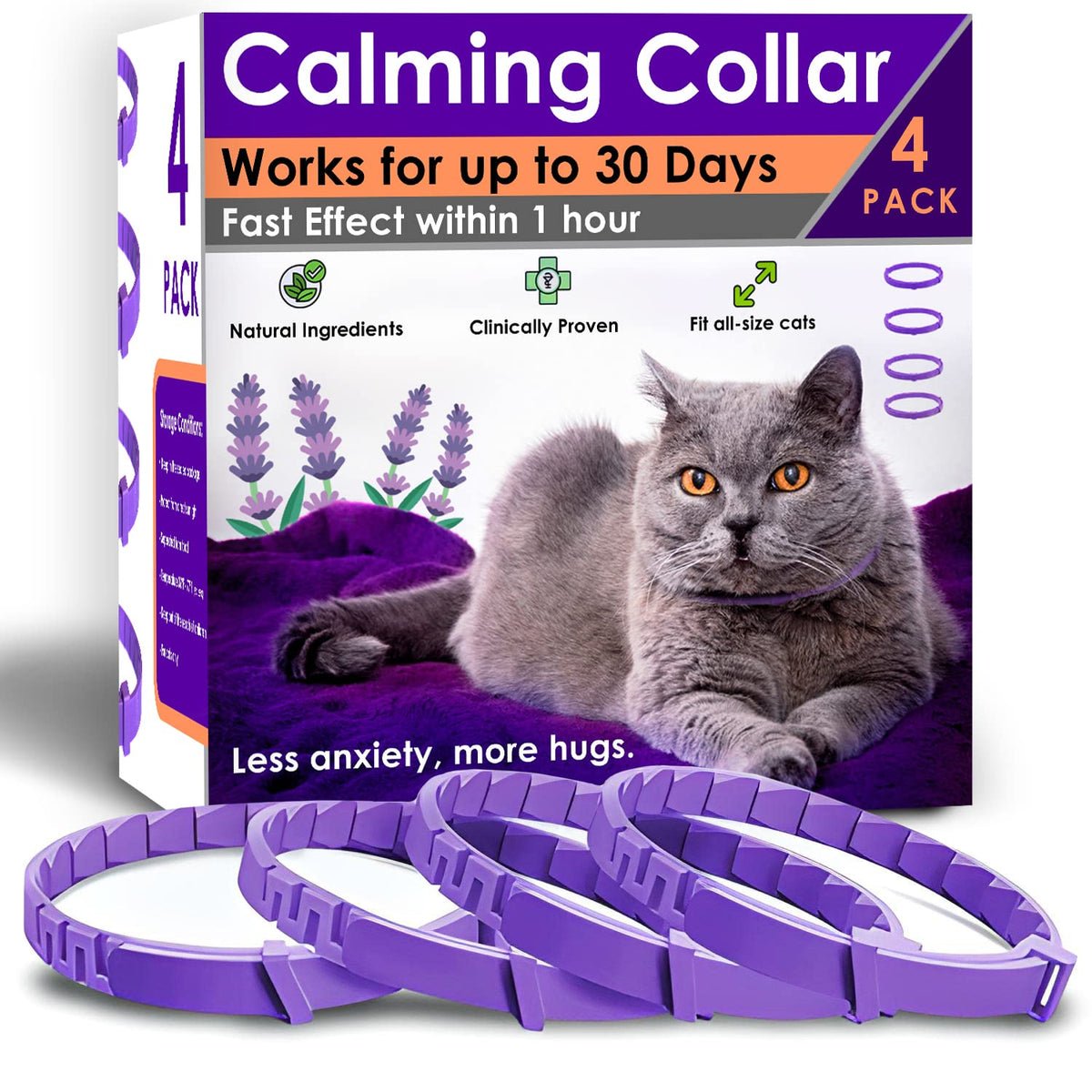 4 Pack Adjustable Water Resistant Calming Collar for Cats Q9907