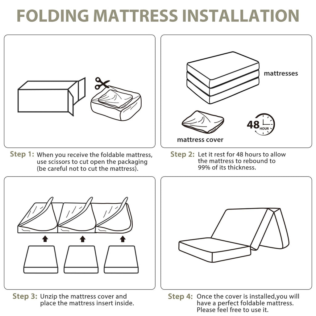 3 inch Tri Fold Memory Foam Mattress with Washable Cover O260837