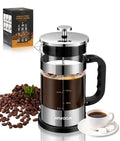 French Press Coffee Maker 21OZ Borosilicate Glass Y123